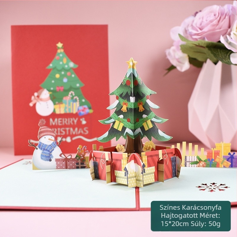 Új kreatív Amazon határokon átnyúló 3D üdvözlőlap ünnepi üdvözletek kézzel készített kártya színes nyomtatott karácsonyi betűkkel