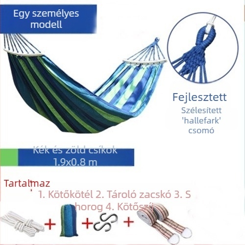 Függőágy kültéri hinta vastagított beltéri otthoni egyszemélyes kétszemélyes diákkollégium kollégiumi felnőtt függőszék vászon felborulásgátló