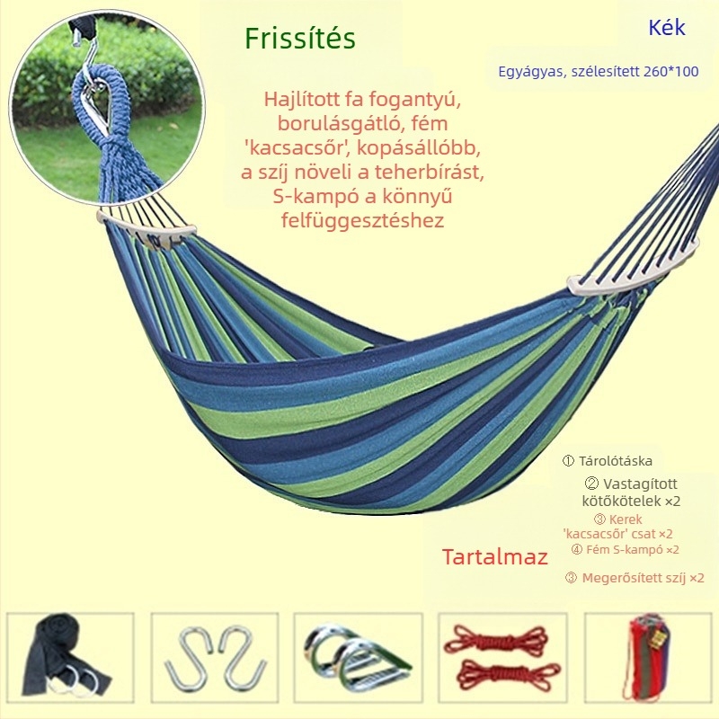 Függőágy kültéri hinta vastagított beltéri otthoni egyszemélyes kétszemélyes diákkollégium kollégiumi felnőtt függőszék vászon felborulásgátló