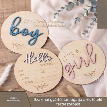 Baba születési nemének felfedése tábla Színes 3D újszülött fiú és lány fa újszülött üdvözlőtábla