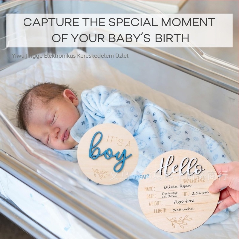 Baba születési nemének felfedése tábla Színes 3D újszülött fiú és lány fa újszülött üdvözlőtábla