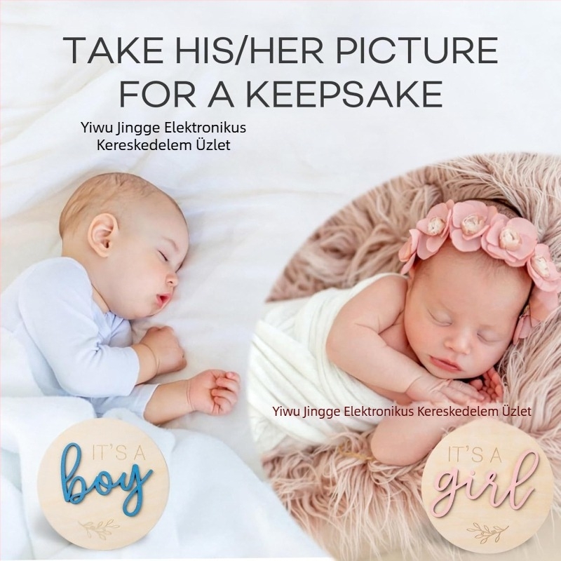 Baba születési nemének felfedése tábla Színes 3D újszülött fiú és lány fa újszülött üdvözlőtábla