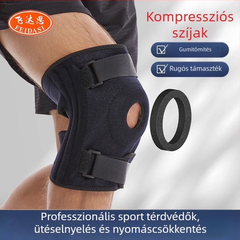 Nagy méretű sport térdvédő nyári kompressziós szalag szilikon rugós állítható hegymászó zsírpatella öv térdvédő