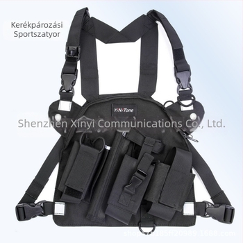 Fekete nagy kapacitású mellkastáska walkie-talkie mellkastáska lovagló sporttáska szabadtéri vadásztáska felszerelés hordozó szerszámok