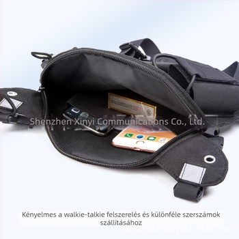 Fekete nagy kapacitású mellkastáska walkie-talkie mellkastáska lovagló sporttáska szabadtéri vadásztáska felszerelés hordozó szerszámok