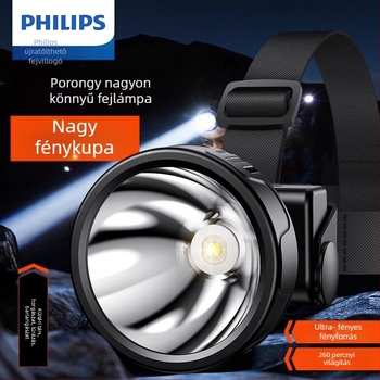 Philips szenzoros fejlámpa szuperfényes kültéri horgászathoz, speciális fejre szerelhető, erős fényű, rendkívül hosszú akkumulátor-élettartamú, újratölthető zseblámpa