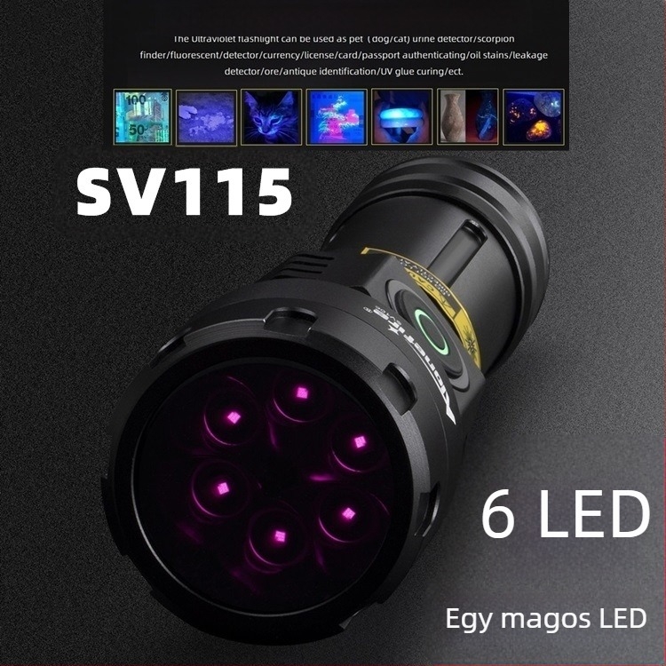 365Nm nagy teljesítményű lila fényű azonosító zseblámpa bankjegy-vizsgálat hamisítás elleni UV fénycső lámpa SV115 szárító lámpa
