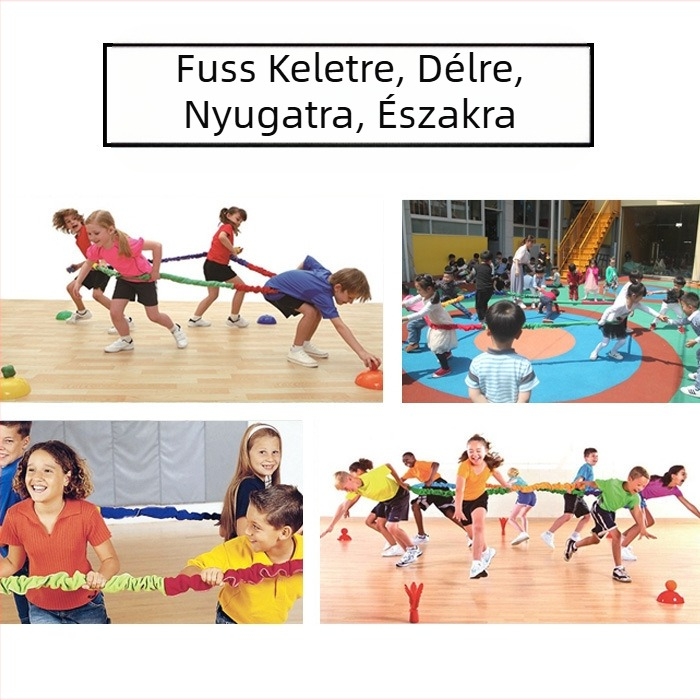 Délkelet-északnyugat futó húzógyűrű rugalmas szivárványkötél kültéri csapatsportok óvodai fizikai fitneszrendszer edzőfelszerelés
