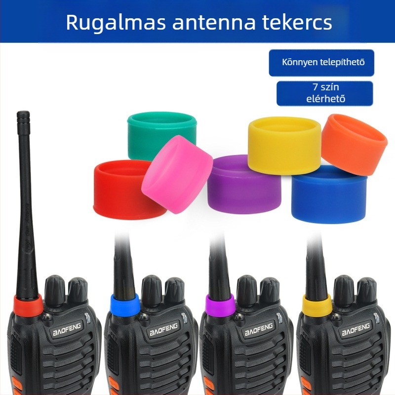 Walkie-Talkie antenna logós gyűrű Univerzális walkie-talkie gumigyűrű Dekoratív antennavédő borítás Termékkiegészítők