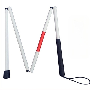 Vak sétabot Összecsukható alumínium ötvözet dupla színű fényvisszaverő fóliával Vak sétabot Négyszer hajtogatott hordozható vezető sétabot