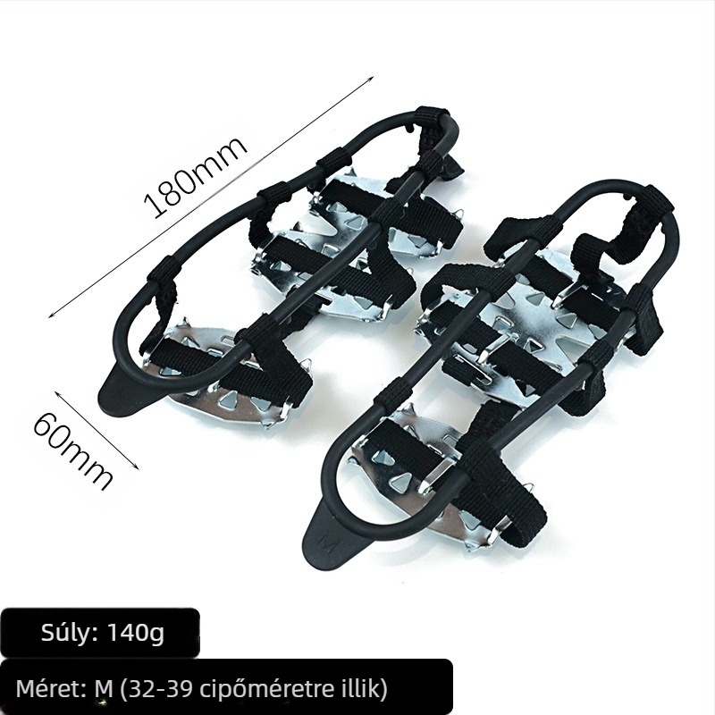 Kültéri 24 fogú mangán acél jégkarom huszonnégy fogú hótakaró csúszásgátló cipővédő téli hegymászó cipő szöges cipőlánc raktáron tételben