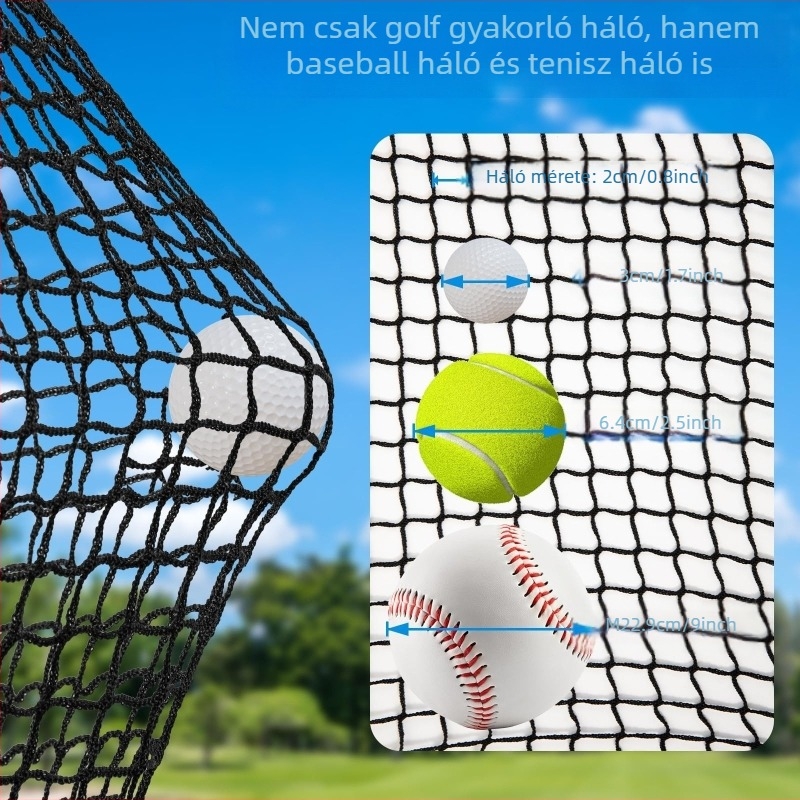 3 m-es golfütőketrec-háló, különálló háló, beltéri, kültéri golfütőketrec-háló, csereháló