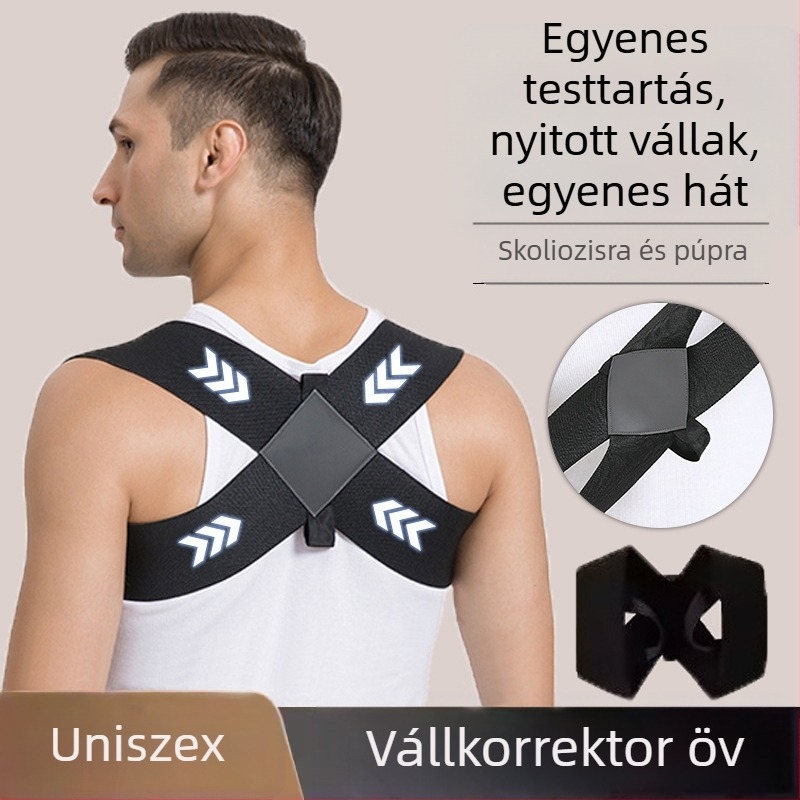 Nyitott váll- és hátpánt, púpos háttámla-korrekció, felnőtt hanyatt fekvőtámasz, háterősítő öv, nyitott váll, egyenes hátú segédkorrekciós öv