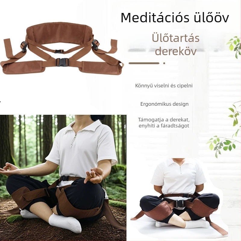 Jóga meditációs pánt, Zen meditációs dupla lábpánt, kiegészítő feszítőpánt, ülő testtartás-korrektor, deréköv