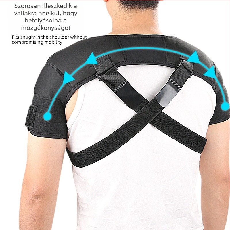 Kivehető, kétirányúan állítható, nyomás alatt álló, lélegző sport vállpárna, dupla vállpánt, keresztpántos, dupla hátvédő tok