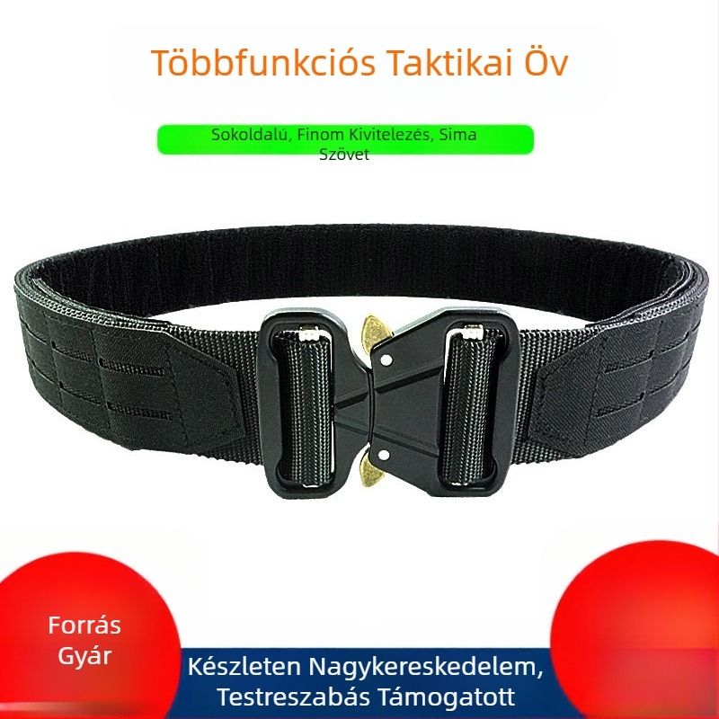 Multifunkcionális taktikai öv, kültéri Molle deréköv edzéshez és szolgálathoz, kétrétegű öv, ötvözetből készült, gyorskioldós csattal.