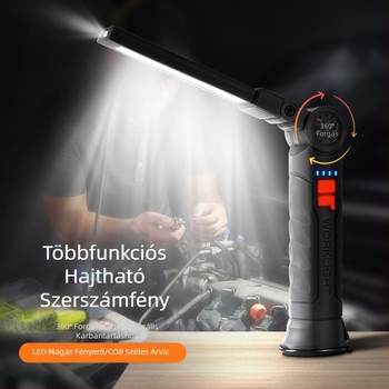 Multifunkcionális COB mágneses autójavító munkalámpa LED piros figyelmeztető lámpa erős zseblámpa autójavító munkalámpa