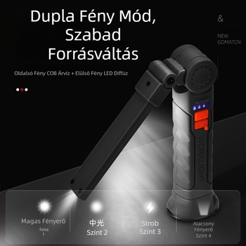 Multifunkcionális COB mágneses autójavító munkalámpa LED piros figyelmeztető lámpa erős zseblámpa autójavító munkalámpa