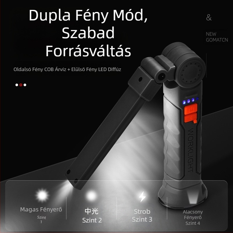 Multifunkcionális COB mágneses autójavító munkalámpa LED piros figyelmeztető lámpa erős zseblámpa autójavító munkalámpa
