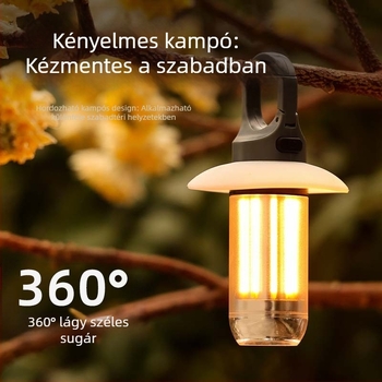 Új, hordozható, többfunkciós, kempingstílusú lámpa, kettős fényforrású, kettő az egyben zseblámpa, kültéri hangulatú sátorlámpa, kempingstílusú lámpa