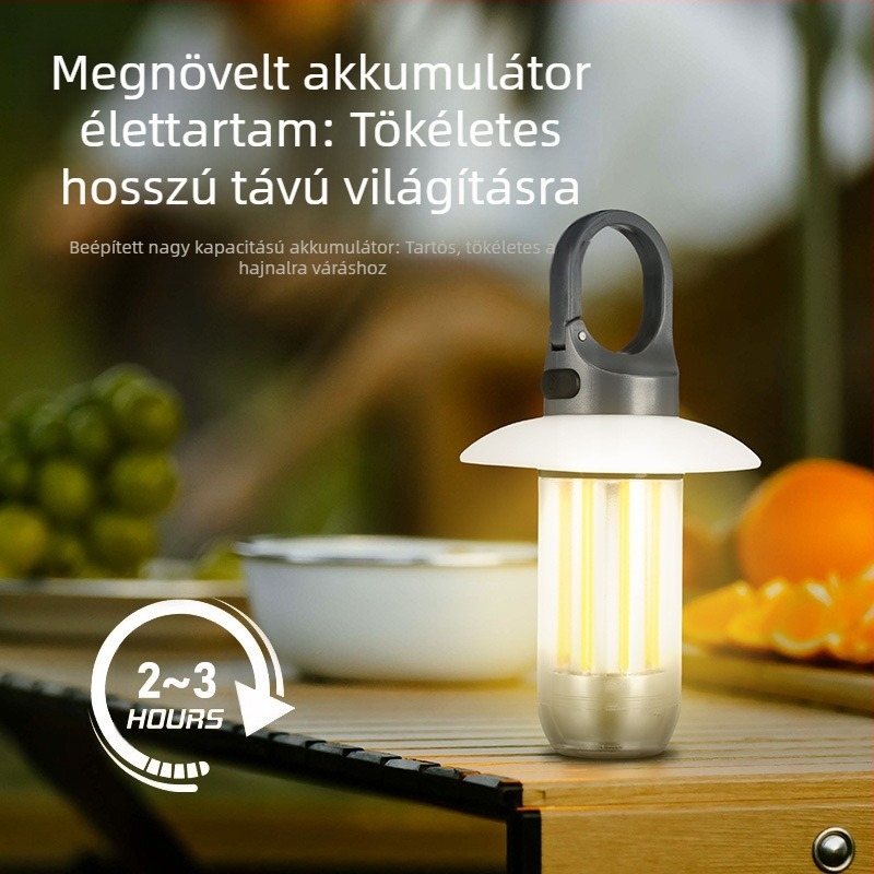 Új, hordozható, többfunkciós, kempingstílusú lámpa, kettős fényforrású, kettő az egyben zseblámpa, kültéri hangulatú sátorlámpa, kempingstílusú lámpa