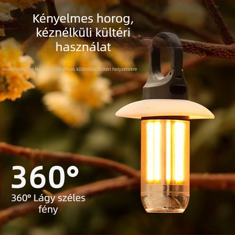 Új hordozható, többfunkciós kempinglámpa, kettős fényforrású, kettő az egyben zseblámpa, kültéri hangulatú sátorlámpa, kempinglámpa