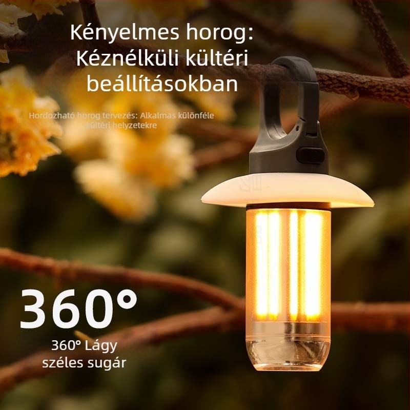 Új hordozható, többfunkciós kempinglámpa, kettős fényforrású, kettő az egyben zseblámpa, kültéri hangulatú sátorlámpa, kempinglámpa