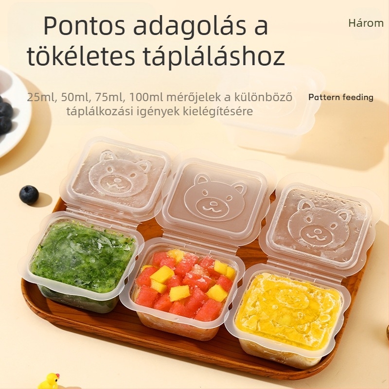 Bébi mackó étrend-kiegészítő doboz fagyasztott friss tároló bébiétel minőségű hordozható mini gyümölcscsomagoló doboz