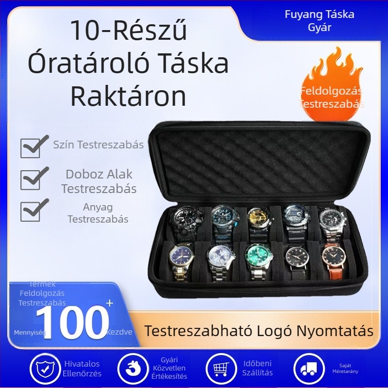 10 férőhelyes óratároló doboz, mechanikus óra hordozható, leesésgátló Eva óra csomagoló doboz, okosóra ajándékdoboz