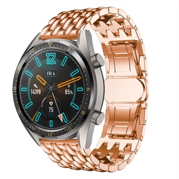 Samsung GearS3/GalaxyWatch 46mm/Huawei GT2e Glory órához, sárkánymintás fémszíjjal