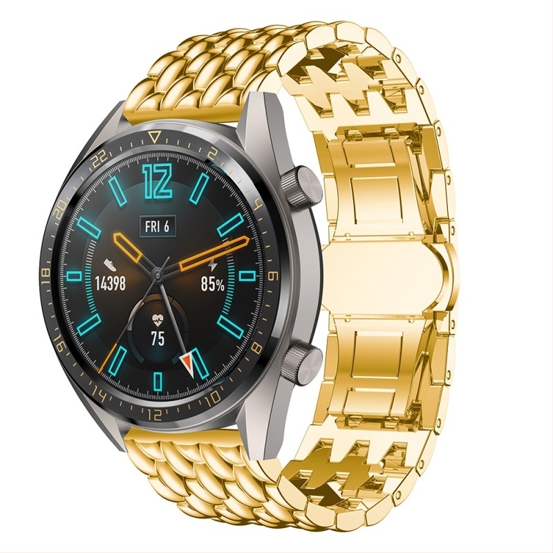 Samsung GearS3/GalaxyWatch 46mm/Huawei GT2e Glory órához, sárkánymintás fémszíjjal