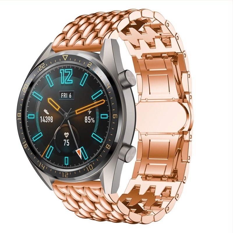 Samsung GearS3/GalaxyWatch 46mm/Huawei GT2e Glory órához, sárkánymintás fémszíjjal