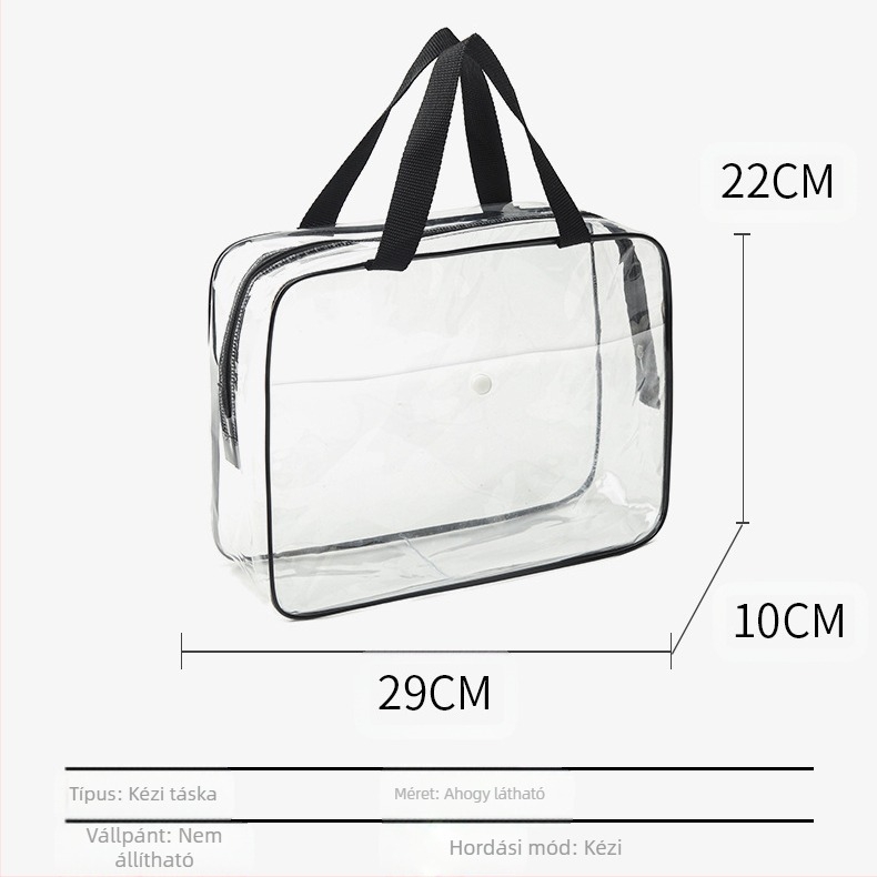 Gyárilag közvetlen nyári átlátszó kozmetikai táska gombokkal, átlátszó PVC gyermekjáték-tároló táska utazó tárolótáska