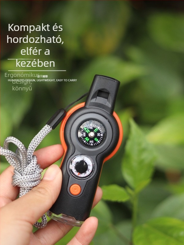 Határokon átnyúló közvetlen ellátású hőmérő tükör 7 az 1-ben multifunkciós síp kültéri túlélő síp 7 az 1-ben síp
