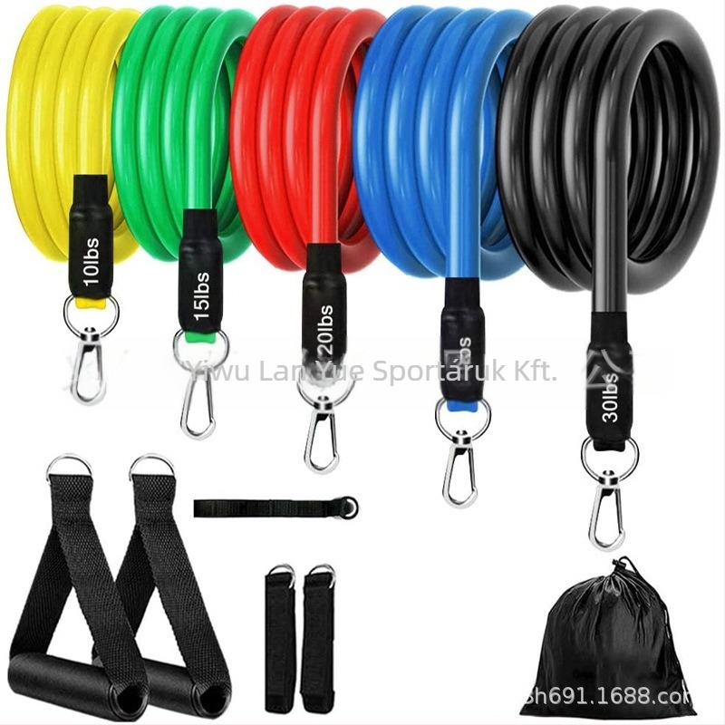 11 darabos feszítőkötél-készlet 11 darabos feszítőcső-készlet TPE ellenállás-öv gyártók nagykereskedelmi akciós fitnesz feszítőöv-készlet