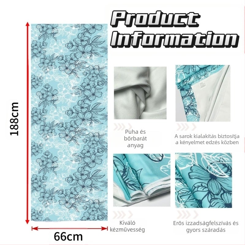 Határokon átnyúló, szennyeződést nedvszívó, izzadságot nedvszívó jógatörölköző, mikroszálas, saroknyomtatott, sport- és fitnesztörölköző, mosógépben mosható, hordozható, gyorsan száradó, higiénikus