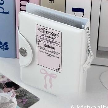 Ins Little Red Riding Book, ugyanolyan stílusú, szerelmes masnival díszített, palota alakú kártyakönyv, 7,6 cm-es Faroff Star Chasing kártyatároló album