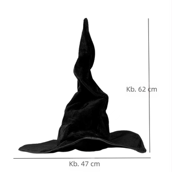 Készleten lévő Halloweeni Csavart Boszorkánykalap Pókhálóval, Fekete Bársony Boszorkány Fejdísz Csavarodó Kalap Boszorkánykalap