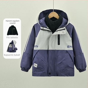 Fiú kabát 2025 tél új gyermek Charge ruhák három az egyben levehető fiús stílusú polár béléssel tavasz és ősz