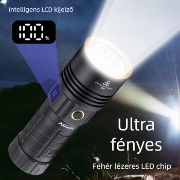 Határokon átnyúló digitális kijelző fehér lézer led erős fényű zseblámpa újratölthető keresőlámpa kültéri vészhelyzeti nagy hatótávolságú zseblámpa X99