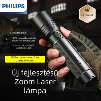 Philips SFL2146 zseblámpa, zoom, szuperfényes, C típusú, töltős, háztartási, kisméretű, kültéri, kempinglámpa, vészhelyzeti használatra.