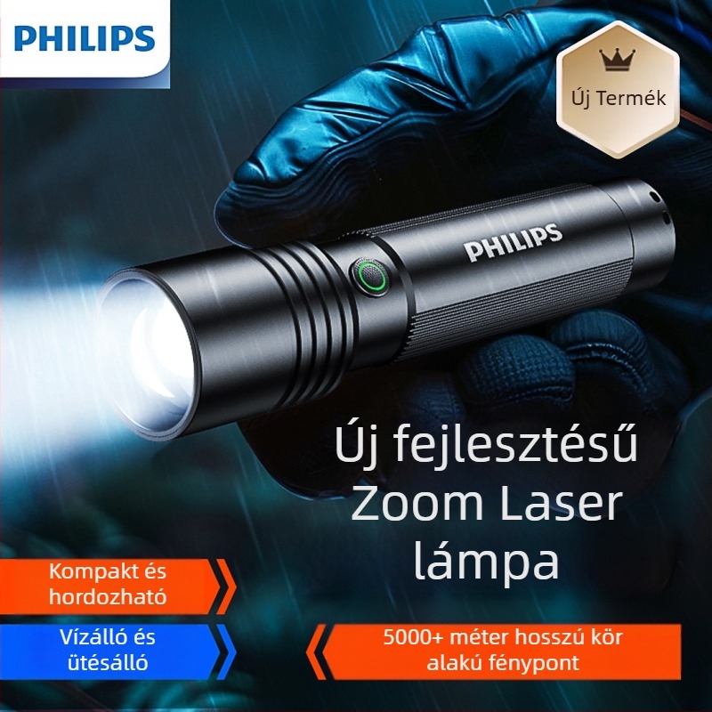 Philips SFL2146 zseblámpa, zoom, szuperfényes, C típusú, töltős, háztartási, kisméretű, kültéri, kempinglámpa, vészhelyzeti használatra.