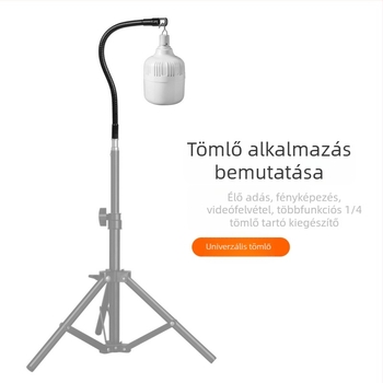 Mobiltelefon, tablet tartó, mikrofon, hattyúnyakú fém tömlő, univerzális, forgó M10 külső fogakkal ellátott lámpatartó gyűrű