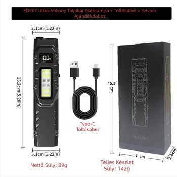 Új taktikai zseblámpa derékcsipesszel, három fényforrású kempinglámpa, önvédelmi mini, ultravékony, hordozható kültéri zseblámpa