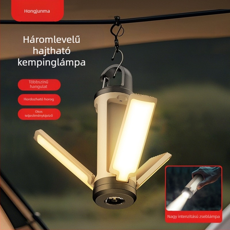 Kültéri kempingstílusú lámpa, USB-s újratölthető, összecsukható sátorlámpa, vészjelző zseblámpa, hordozható kempinglámpa, hangulatvilágítás
