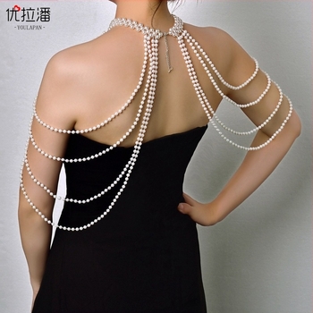 Yulapan SG62 határokon átnyúló gyöngy bojtos kendő európai és amerikai szexi mellkasi láncos cheongsam ruha felhőváll kiegészítőkkel