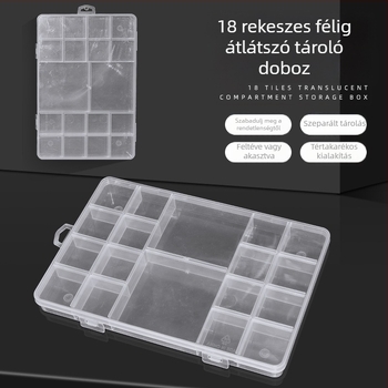 18 rácsos ékszer-kiegészítő tárolódoboz elektronikai alkatrész doboz hardver csavar osztályozó doboz kis gyöngyök tárolódoboz