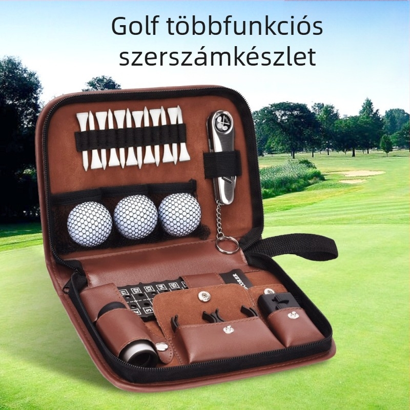 Golfkészlet, golfkiegészítő táska, könnyen hordozható, többfunkciós, nagy kapacitású tároló bőrtáska, raktáron