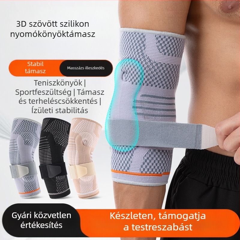 Tenisz Kosárlabda 3D Szőtt Szilikon Nyomásos Könyöktámasz Sport Húzódás Védő Könyök Állítható Támogatás és Terheléscsökkentő Védőfelszerelés