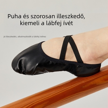 Tánccipők Női puha talpú felnőtt balett klasszikus táncgyakorló cipők tánc fekete PU bőr kétpontos talpú tánccipők